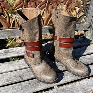Blowfish Distressed Brown Boots with Straps